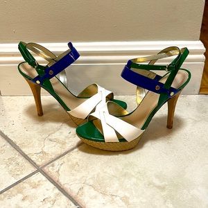 Marc Fisher multi-colored strapped high heel